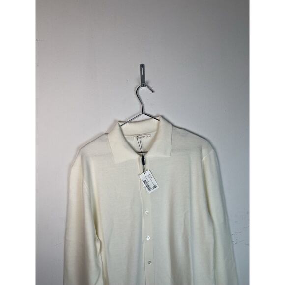 Suitsupply Merino Long Sleeve Polo Cardigan Off-White Size XL NWT - Picture 4 of 10